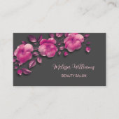 Carte De Visite Rose brillant Fleur métallique gris (Devant)