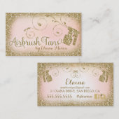 Carte De Visite Rose bronzage de parties scintillantes d'or de (Devant / Derrière)