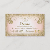 Carte De Visite Rose bronzage de parties scintillantes d'or du jet (Dos)