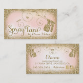 Carte De Visite Rose bronzage de parties scintillantes d'or du jet (Devant / Derrière)