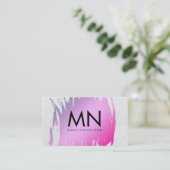 Carte De Visite Rose brossé avec texture blanche et monogramme chi (Debout devant)