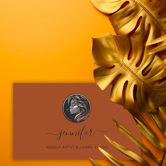 Carte De Visite Rose Brown maquillage artiste logo Lashes QR CODE