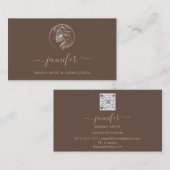 Carte De Visite Rose Brown maquillage artiste logo Lashes QR CODE (Devant / Derrière)