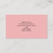 Carte De Visite Rose | Ceinture de femme enceinte de la sage-femme (Dos)