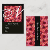 Carte De Visite ROSE CHAMP CARRÉ MONOGRAM rose rouge noir, blanc (Devant / Derrière)
