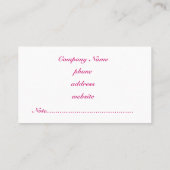 Carte de visite rose chaud (Dos)