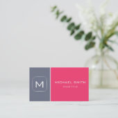 Carte De Visite Rose chaud clair et gris élégant professionnel mod (Debout devant)