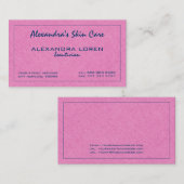 Carte De Visite Rose Chaud Et Bleu Royal Simple Texture Lin Simple (Devant / Derrière)