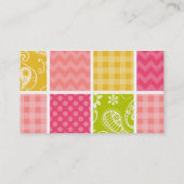 Carte De Visite Rose chaud, Saumon, Jaune et Vert mignonne À damie (Dos)