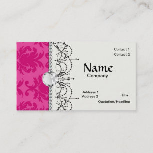 Carte De Visite rose chaud sur rose chic damask motif