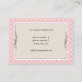 Carte de visite rose chic de café de thé de (Dos)