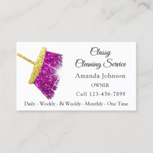 Carte De Visite Rose chic de fuchsia d'or de domestique de service
