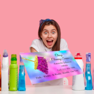 Carte De Visite Rose chic de fuchsia d'or de domestique de service