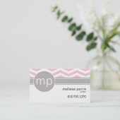 Carte De Visite Rose chic du monogramme | de Chevron (Debout devant)