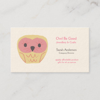 Carte de visite rose chic minable de hibou de
