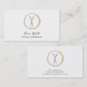 Carte De Visite Rose Ciseaux Or Étincelle Cercle Cercle Cheveux St (Devant / Derrière)