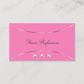 Carte De Visite Rose clair avec déco argentée et diamants étincela (Devant)