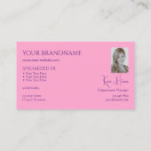 Carte De Visite Rose clair avec Monogramme Photo et bijoux (Dos)