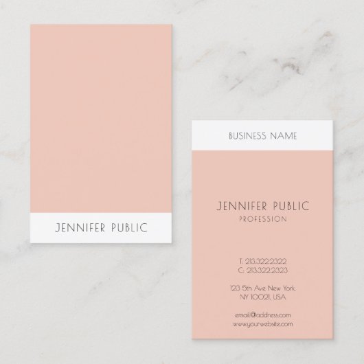 Carte De Visite Rose clair blanc moderne élégant Modèle simple (Devant / Derrière)