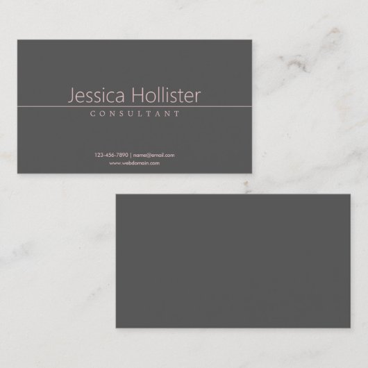 Carte De Visite Rose clair classique simple sur gris foncé (Devant / Derrière)