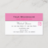 Carte De Visite Rose clair et blanc avec Monogram Professional (Dos)