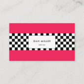 Carte De Visite Rose clair et damier (Devant)