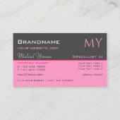 Carte De Visite Rose clair gris foncé avec initiales Professionnel (Dos)