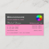 Carte De Visite Rose clair gris foncé avec logo chic professionnel (Dos)