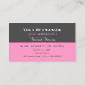 Carte De Visite Rose clair gris foncé avec Monogramme professionne (Dos)