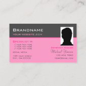 Carte De Visite Rose clair gris foncé avec Photo Professional Chic (Dos)