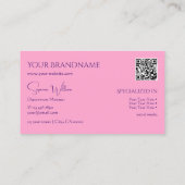Carte De Visite Rose clair moderne avec monogramme et code QR (Dos)