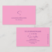 Carte De Visite Rose clair moderne avec Monogramme professionnel (Devant / Derrière)
