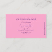 Carte De Visite Rose clair moderne avec Monogramme professionnel (Dos)
