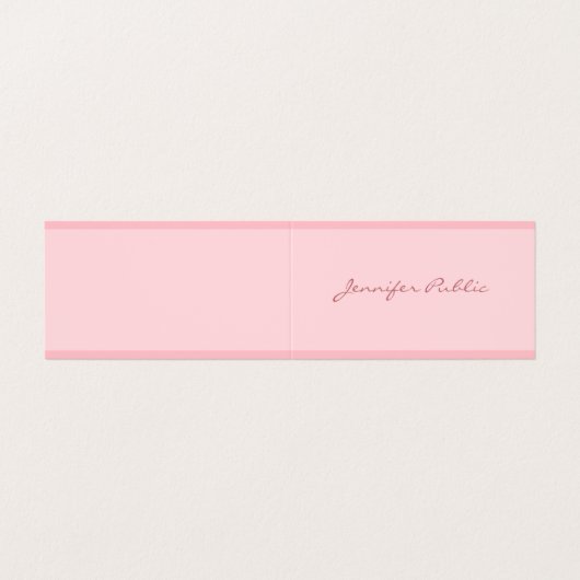Carte De Visite Rose clair moderne Modèle simple Élégant Script (Extérieur déplié)