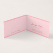 Carte De Visite Rose clair moderne Modèle simple Élégant Script (Intérieur)