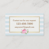Carte De Visite Rose classique à rayures florales (Dos)