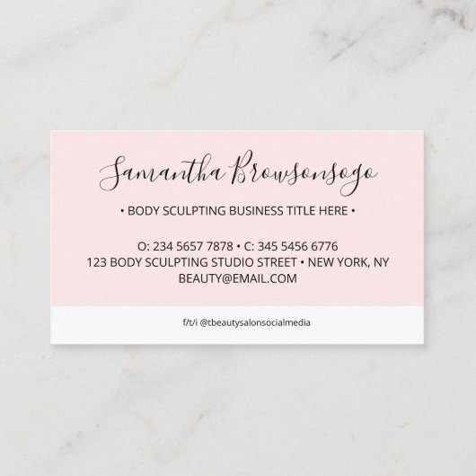 Carte De Visite Rose Clean Design simple avec cadre rectangle (Dos)