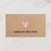 Carte De Visite Rose Cool tendance IMPRIMÉ Kraft papier coeur beau (Devant)