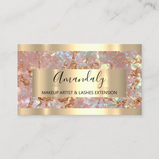 Carte De Visite Rose Copper Gold Marble Frame Event (Devant)