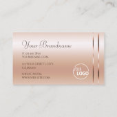 Carte De Visite Rose Corail Pastel Pailleté Strass et Logo (Dos)