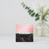 Carte de visite rose créatif de carré de marbre (Debout devant)