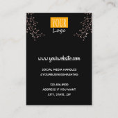 Carte De Visite Rose d'affichage à oreille or Floral (Dos)