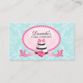 Carte De Visite Rose d'Aqua de damassé de boulangerie de gâteau (Devant)
