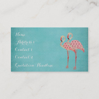 Carte de visite rose de bleu de Flamants roses