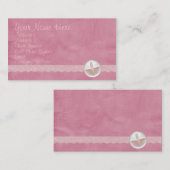 Carte de visite rose de bouton et de dentelle (Devant / Derrière)