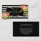 Carte de visite rose de cadre d'or de fleur de (Devant / Derrière)