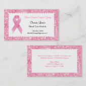 Carte de visite rose de cancer du sein de ruban (Devant / Derrière)