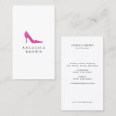 Carte de visite rose de chaussure de talon haut de (Devant / Derrière)