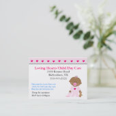 Carte de visite rose de Childcare de coeurs (Debout devant)