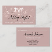 Carte De Visite Rose de ciseaux à cheveux de maquillage (Devant / Derrière)